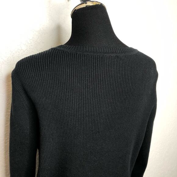 Cabi Crosstie black silky tie front knit back top size Medium #4288 - Picture 12 of 14